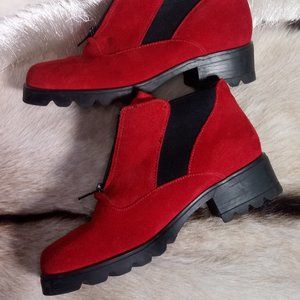 BARBO CANADA women's red suede ankle boots